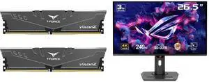 Team T-FORCE VULCAN Z 16GB (2 x 8GB) 288-Pin PC RAM DDR4 3200 (PC4 25600) Desktop Memory Model TLZGD416G3200HC16CDC01 ASUS ROG Strix 27" 4K QD-OLED Gaming Monitor (XG27UCDMG) - 240Hz, 0.03ms, OLED Anti-Flicker 2.0, Custom Heatsink, OLED Car
