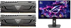 Patriot Viper Steel 32GB (2 x 16GB) 288-Pin PC RAM DDR4 3600 (PC4 28800) Desktop Memory Model PVS432G360C8K ASUS ROG Strix 27" 4K QD-OLED Gaming Monitor (XG27UCDMG) - 240Hz, 0.03ms, OLED Anti-Flicker 2.0, Custom Heatsink, OLED Care Pro, Neo