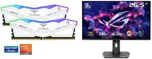 Team Group 16GB (2 x 8GB) 288-Pin PC RAM DDR5 6000 (PC5 48000) Memory Model FF4D516G6000HC38ADC01 ASUS ROG Strix 27" 4K QD-OLED Gaming Monitor (XG27UCDMG) - 240Hz, 0.03ms, OLED Anti-Flicker 2.0, Custom Heatsink, OLED Care Pro, Neo Proximity