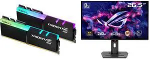 G.SKILL TridentZ RGB Series 32GB (2 x 16GB) 288-Pin PC RAM DDR4 3600 (PC4 28800) Desktop Memory Model F4-3600C18D-32GTZR ASUS ROG Strix 27" 4K QD-OLED Gaming Monitor (XG27UCDMG) - 240Hz, 0.03ms, OLED Anti-Flicker 2.0, Custom Heatsink, OLED