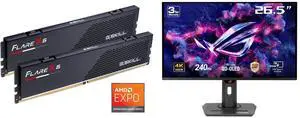 G.SKILL Flare X5 Series AMD EXPO 32GB (2 x 16GB) 288-Pin PC RAM DDR5 6000 Desktop Memory Model F5-6000J3636F16GX2-FX5 ASUS ROG Strix 27" 4K QD-OLED Gaming Monitor (XG27UCDMG) - 240Hz, 0.03ms, OLED Anti-Flicker 2.0, Custom Heatsink, OLED Car