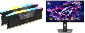 CORSAIR Vengeance RGB 32GB (2 x 16GB) 288-Pin PC RAM DDR5 6000 (PC5 48000) Desktop Memory Model CMH32GX5M2E6000C36 ASUS ROG Strix 27" 4K QD-OLED Gaming Monitor (XG27UCDMG) - 240Hz, 0.03ms, OLED Anti-Flicker 2.0, Custom Heatsink, OLED Care P