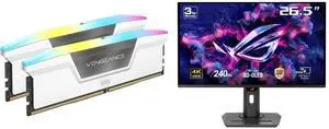 CORSAIR Vengeance RGB 32GB (2 x 16GB) 288-Pin PC RAM DDR5 6000 (PC5 48000) Desktop Memory Model CMH32GX5M2E6000C36W ASUS ROG Strix 27" 4K QD-OLED Gaming Monitor (XG27UCDMG) - 240Hz, 0.03ms, OLED Anti-Flicker 2.0, Custom Heatsink, OLED Care