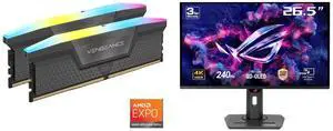 CORSAIR Vengeance RGB 32GB (2 x 16GB) 288-Pin PC RAM DDR5 6000 (PC5 48000) Desktop Memory Model CMH32GX5M2N6000Z30 ASUS ROG Strix 27" 4K QD-OLED Gaming Monitor (XG27UCDMG) - 240Hz, 0.03ms, OLED Anti-Flicker 2.0, Custom Heatsink, OLED Care P