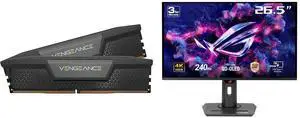CORSAIR Vengeance 64GB (2 x 32GB) 288-Pin PC RAM DDR5 5200 (PC5 41600) Desktop Memory Model CMK64GX5M2B5200C40 ASUS ROG Strix 27" 4K QD-OLED Gaming Monitor (XG27UCDMG) - 240Hz, 0.03ms, OLED Anti-Flicker 2.0, Custom Heatsink, OLED Care Pro,