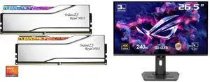 G.SKILL Trident Z5 Royal Neo Series 32GB (2 x 16GB) 288-Pin PC RAM DDR5 6000 (PC5 48000) Desktop Memory Model F5-6000J2836G16GX2-TR5NS ASUS ROG Strix 27" 4K QD-OLED Gaming Monitor (XG27UCDMG) - 240Hz, 0.03ms, OLED Anti-Flicker 2.0, Custom H