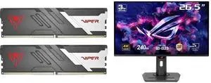 Patriot Viper Venom 64GB (2 x 32GB) 288-Pin PC RAM DDR5 6000 (PC5 48000) Desktop Memory Model PVV564G600C30K ASUS ROG Strix 27" 4K QD-OLED Gaming Monitor (XG27UCDMG) - 240Hz, 0.03ms, OLED Anti-Flicker 2.0, Custom Heatsink, OLED Care Pro, Ne