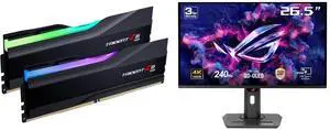 G.SKILL Trident Z5 RGB Series 64GB (2 x 32GB) 288-Pin PC RAM DDR5 6400 (PC5 51200) Desktop Memory Model F5-6400J3239G32GX2-TZ5RK ASUS ROG Strix 27" 4K QD-OLED Gaming Monitor (XG27UCDMG) - 240Hz, 0.03ms, OLED Anti-Flicker 2.0, Custom Heatsin