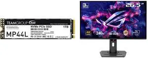 Team Group MP44L M.2 2280 1TB PCIe 4.0 x4 with NVMe 1.4 TLC Internal Solid State Drive (SSD) TM8FPK001T0C101 ASUS ROG Strix 27" 4K QD-OLED Gaming Monitor (XG27UCDMG) - 240Hz, 0.03ms, OLED Anti-Flicker 2.0, Custom Heatsink, OLED Care Pro, Ne