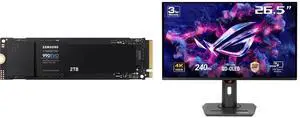 SAMSUNG 990 EVO SSD 2TB, PCIe Gen 4x4, Gen 5x2 M.2 2280 NVMe Internal Solid State Drive, Speeds Up to 5,000MB/s, Upgrade Storage for PC Computer, Laptop, MZ-V9E2T0B/AM, Black ASUS ROG Strix 27" 4K QD-OLED Gaming Monitor (XG27UCDMG) - 240Hz,
