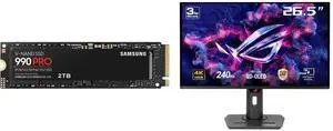 SAMSUNG 990 PRO 2TB SSD, PCIe Gen4 M.2 2280, Seq. Read Speeds Up-to 7,450MB/s for High End Computing, Gaming, and Heavy Duty Workstations (MZ-V9P2T0B/AM) Non-Heatsink ASUS ROG Strix 27" 4K QD-OLED Gaming Monitor (XG27UCDMG) - 240Hz, 0.03ms,