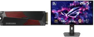 SAMSUNG 990 PRO w/ Heatsink SSD 2TB, PCIe Gen4 M.2 2280 Internal Solid State Hard Drive, Seq. Read Speeds Up To 7,450MB/s for High End Computing, Workstations, Compatible w/ PlayStation 5, MZ-V9P2T0CW ASUS ROG Strix 27" 4K QD-OLED Gaming Mo SAMSUNG 990 PRO w/ Heatsink SSD 2TB, PCIe Gen4 M.2 2280 Internal Solid State Hard Drive, Seq. Read Speeds Up To 7,450MB/s for High End Computing, Workstations, Compatible w/ PlayStation 5, MZ-V9P2T0CW ASUS ROG Strix 27" 4K QD-OLED Gaming Mo