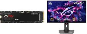 SAMSUNG 990 PRO SSD 4TB PCIe 4.0 M.2 2280 Internal Solid State Hard Drive, Seq. Read Speeds Up to 7,450 MB/s for High End Computing, Gaming, and Heavy Duty Workstations, MZ-V9P4T0B/AM ASUS ROG Strix 27" 4K QD-OLED Gaming Monitor (XG27UCDMG)