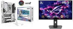 ASUS Z790-AYW WIFI W II Intel Z790 (LGA 1700) ATX motherboard with PCIe 5.0, three M.2, 12+1 DrMOS, DDR5, WIFI 6, Realtek 2.5Gb LAN, HDMI, rear USB 10Gbps Type-C and Type-A, front USB 10Gbps Type-C ASUS ROG Strix 27" 4K QD-OLED Gaming Monit
