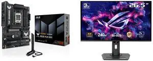 ASUS TUF GAMING B650E-PLUS WIFI AMD B650 ATX motherboard, 12+2+1 80A DrMOS power stages, DDR5, PCIe 5.0 Ready, 3x M.2, Wi-Fi 6E, 2.5Gb LAN, DisplayPort, HDMI, USB Type-C, BIOS FlashBack, Aura Sync ASUS ROG Strix 27" 4K QD-OLED Gaming Monito
