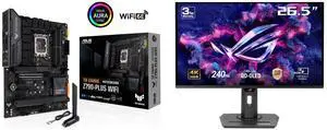 ASUS TUF Gaming Z790-Plus WiFi  LGA 1700(Intel14th & 13th & 12th Gen) ATX gaming motherboard(PCIe 5.0, DDR5,4xM.2 Slots,16+1 DrMOS,WiFi 6,Intel 2.5Gb LAN,front USB 3.2 Gen 2 Type-C,Thunderbolt 4(USB4) ASUS ROG Strix 27" 4K QD-OLED Gaming Mo