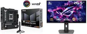 ASUS TUF GAMING B850M-PLUS WIFI AMD AM5 B850 mATX motherboard, 14+2+1 80A DrMOS stages, DDR5, PCIe 5.0, 3x M.2, Wi-Fi 6E, 2.5Gb LAN, DP, HDMI, USB 10Gbps & 20Gbps Type-C, BIOS FlashBack, Aura Sync ASUS ROG Strix 27" 4K QD-OLED Gaming Monito