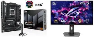 ASUS TUF GAMING B850-PLUS WIFI AMD AM5 B850 ATX motherboard, 14+2+1 80A stages, AI Ready, DDR5, PCIe 5.0 , 3x M.2, Wi-Fi 7, 2.5Gb LAN, DisplayPort, HDMI, USB 10Gbps & 20Gbps Type-C, BIOS FlashBack ASUS ROG Strix 27" 4K QD-OLED Gaming Monito