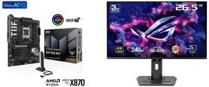 ASUS TUF GAMING X870-PLUS WIFI AMD AM5 X870 ATX motherboard, 16+2+1, 80A SPS power stages, DDR5, PCIe 5.0 Ready, four M.2 slots, Wi-Fi 7, 2.5Gb LAN, HDMI, USB4 40Gbps, SATA 6 Gbps, USB 20Gbps Type-C ASUS ROG Strix 27" 4K QD-OLED Gaming Moni