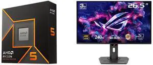 AMD Ryzen 5 9600X - Ryzen 5 9000 Series Granite Ridge (Zen 5) 6-Core 3.9 GHz - Socket AM5 65W - Radeon Graphics Processor - 100-100001405WOF ASUS ROG Strix 27" 4K QD-OLED Gaming Monitor (XG27UCDMG) - 240Hz, 0.03ms, OLED Anti-Flicker 2.0, Cu