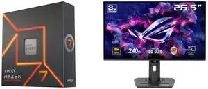 AMD Ryzen 7 7700X - Zen 4 8-Core 4.5 GHz - Socket AM5 - 105W Desktop Processor (100-100000591WOF) ASUS ROG Strix 27" 4K QD-OLED Gaming Monitor (XG27UCDMG) - 240Hz, 0.03ms, OLED Anti-Flicker 2.0, Custom Heatsink, OLED Care Pro, Neo Proximity