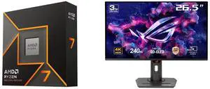 AMD Ryzen 7 9700X - Ryzen 7 9000 Series Granite Ridge (Zen 5) 8-Core 3.8 GHz - Socket AM5 65W - Radeon Graphics Processor - 100-100001404WOF ASUS ROG Strix 27" 4K QD-OLED Gaming Monitor (XG27UCDMG) - 240Hz, 0.03ms, OLED Anti-Flicker 2.0, Cu