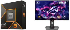 AMD Ryzen 9 9900X - Ryzen 9 9000 Series Granite Ridge (Zen 5) 12-Core 4.4 GHz - Socket AM5 120W - Radeon Graphics Processor - 100-100000662WOF ASUS ROG Strix 27" 4K QD-OLED Gaming Monitor (XG27UCDMG) - 240Hz, 0.03ms, OLED Anti-Flicker 2.0,