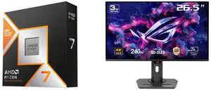 AMD Ryzen 7 9800X3D - Ryzen 7 9000 Series Zen 5 8-Core 5.2 GHz - Socket AM5 120W - AMD Radeon Graphics Desktop Processor - 100-100001084WOF ASUS ROG Strix 27" 4K QD-OLED Gaming Monitor (XG27UCDMG) - 240Hz, 0.03ms, OLED Anti-Flicker 2.0, Cus