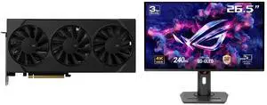XFX SWIFT Radeon RX 9060 XT 16GB 128-Bit GDDR6 PCI Express 5.0 x16 Graphics Card RX-96TS316B7 ASUS ROG Strix 27" 4K QD-OLED Gaming Monitor (XG27UCDMG) - 240Hz, 0.03ms, OLED Anti-Flicker 2.0, Custom Heatsink, OLED Care Pro, Neo Proximity Sen