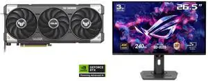 ASUS TUF Gaming GeForce RTX 5060 Ti 16GB 128-Bit GDDR7 PCI Express 5.0 x8 DLSS 4.0 Graphics Card TUF-RTX5060TI-O16G-GAMING ASUS ROG Strix 27" 4K QD-OLED Gaming Monitor (XG27UCDMG) - 240Hz, 0.03ms, OLED Anti-Flicker 2.0, Custom Heatsink, OLE