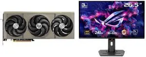 SAPPHIRE NITRO+ Radeon RX 9070 XT Graphics Card 11348-01-20G ASUS ROG Strix 27" 4K QD-OLED Gaming Monitor (XG27UCDMG) - 240Hz, 0.03ms, OLED Anti-Flicker 2.0, Custom Heatsink, OLED Care Pro, Neo Proximity Sensor, 99% DCI-P3, True 10-bit colo