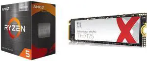 AMD Ryzen 5 5500GT - Ryzen 5 5000 Series 6-Core 3.6 GHz Socket AM4 65W AMD Radeon Graphics Desktop CPU Processor - 100-100001489BOX Titanium Micro TH7175 1TB PCIe NVME 4.0 Gen 4 M.2 2280 Internal SSD