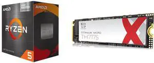 AMD Ryzen 5 5600GT - Ryzen 5 5000 Series 6-Core 3.6 GHz Socket AM4 65W AMD Radeon Graphics Desktop CPU Processor - 100-100001488BOX Titanium Micro TH7175 1TB PCIe NVME 4.0 Gen 4 M.2 2280 Internal SSD