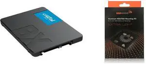 Crucial BX500 500GB 3D NAND SATA 2.5-Inch Internal SSD, up to 540 MB/s - CT500BX500SSD1 AAAwave Aluminum HDD/SSD Mounting Kit For 2 x 2.5" HDD/SSD to 3.5" Drive bay