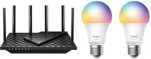 Wireless Router Smart Plug & LED Combo -  TP-Link Archer AX73 Bundle with  TP-Link Tapo L530E(2-Pack)