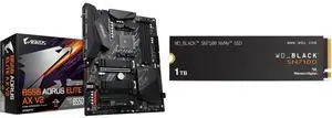 Motherboard SSD Combo -  GIGABYTE B550AORUS ELITE AXV2 Bundle with  SanDisk WDS100T4X0E