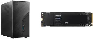 ASRock DeskMini B760 Series Black Mini PC Barebone System,Supports 14th, 13th & 12th Gen Intel ,Multi Video Output, 155 x 155 x 80 mm (1.92L) SAMSUNG 990 EVO SSD 2TB, PCIe Gen 4x4, Gen 5x2 M.2 2280 NVMe Internal Solid State Drive, Speeds Up