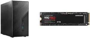 ASRock DeskMini B760 Series Black Mini PC Barebone System,Supports 14th, 13th & 12th Gen Intel ,Multi Video Output, 155 x 155 x 80 mm (1.92L) SAMSUNG 990 PRO SSD 4TB PCIe 4.0 M.2 2280 Internal Solid State Hard Drive, Seq. Read Speeds Up to