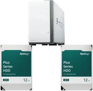 Synology 2-bay DiskStation DS223j (Diskless) 2 x Synology HAT3310 12TB Plus Series SATA III 3.5" Internal NAS HDD (HAT3310-12T)
