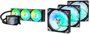 TRYX PANORAMA 360 ARGB 360mm AIO 6.67'' AMOLED Curved Screen 3D Anamorphic Effect Display Customizable AIO Cooler 360mm Asetek 8th Gen V2 320w TDP Magnetic ARGB Fan Intel LGA 1851/1700 AMD AM5/AM4 TRYX ROTA SL ARGB 120mm Case Fan 3in1 Conta