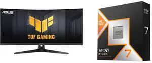 ASUS TUF Gaming 34" Ultra-wide Curved Monitor (VG34VQ3B) - 21:9 QHD (3440x1440), 180Hz, 1ms, Extreme Low Motion Blur Sync, FreeSync Premium, Speaker, 90% DCI-P3, DisplayWidget Center AMD Ryzen 7 9800X3D - Ryzen 7 9000 Series Zen 5 8-Core 5. ASUS TUF Gaming 34" Ultra-wide Curved Monitor (VG34VQ3B) - 21:9 QHD (3440x1440), 180Hz, 1ms, Extreme Low Motion Blur Sync, FreeSync Premium, Speaker, 90% DCI-P3, DisplayWidget Center AMD Ryzen 7 9800X3D - Ryzen 7 9000 Series Zen 5 8-Core 5.