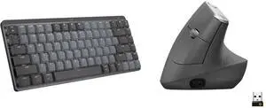 Logitech MX Mechanical Mini for Mac Wireless Illuminated Keyboard, Low-Profile Performance Switches, Tactile Quiet Keys, Backlit, Bluetooth, USB-C, Apple, iPad - Space Grey Logitech MX Vertical Wireless Mouse – Advanced Ergonomic Design Red