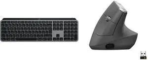 Logitech MX Keys S for Mac, Wireless Keyboard, Fluid, Precise Laptop-Like Typing, Programmable Keys, Backlit, Bluetooth USB C Rechargeable for MacBook Pro, MacBook Air, iMac, iPad - Space Grey Logitech MX Vertical Wireless Mouse – Advanced