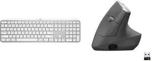 Logitech MX Keys S for Mac, Wireless Keyboard, Fluid, Precise Laptop-Like Typing, Programmable Keys, Backlit, Bluetooth USB C Rechargeable for MacBook Pro, MacBook Air, iMac, iPad - Pale Grey Logitech MX Vertical Wireless Mouse – Advanced E