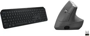 Logitech MX Keys S Wireless Keyboard, Low Profile, Fluid Precise Quiet Typing, Programmable Keys, Backlighting, Bluetooth, USB C Rechargeable, for Windows PC, Linux, Chrome, Mac (Black) Logitech MX Vertical Wireless Mouse – Advanced Ergonom