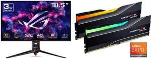 ASUS ROG Swift 32" 4K OLED Gaming Monitor (PG32UCDM) - UHD (3840 x 2160), QD-OLED, 240Hz, 0.03ms, G-SYNC Compatible, Custom Heatsink, Graphene Film, 99% DCI-P3, True 10-bit, 90W USB-C G.SKILL Trident Z5 Neo RGB Series 64GB (2 x 32GB) 288-Pi