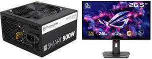 Thermaltake Smart Series 500W SLI/CrossFire Ready Continuous Power ATX 12V V2.3 / EPS 12V 80 PLUS Certified Active PFC Power Supply Haswell Ready PS-SPD-0500NPCWUS-W ASUS ROG Strix 27" 4K QD-OLED Gaming Monitor (XG27UCDMG) - 240Hz, 0.03ms,