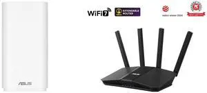 ASUS ZenWiFi BD5 Outdoor Dual-band WiFi 7 Mesh, 5000 Mbps, 2500 sq. ft. (1pk), Dual 2.5G Ports, IP65, PoE Powered, Wall and Pole Mount, VPNs ASUS RT-BE58U WiFi 7 AiMesh Extendable Router, 4K-QAM, MLO, AI Detection 2.5G WAN/LAN port , Four 1 ASUS ZenWiFi BD5 Outdoor Dual-band WiFi 7 Mesh, 5000 Mbps, 2500 sq. ft. (1pk), Dual 2.5G Ports, IP65, PoE Powered, Wall and Pole Mount, VPNs ASUS RT-BE58U WiFi 7 AiMesh Extendable Router, 4K-QAM, MLO, AI Detection 2.5G WAN/LAN port , Four 1