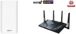 ASUS ZenWiFi BD5 Outdoor Dual-band WiFi 7 Mesh, 5000 Mbps, 2500 sq. ft. (1pk), Dual 2.5G Ports, IP65, PoE Powered, Wall and Pole Mount, VPNs ASUS RT-BE88U Dual-band WiFi 7 AiMesh Extendable Performance Router, 4K-QAM, MLO, Dual 10G ports, S ASUS ZenWiFi BD5 Outdoor Dual-band WiFi 7 Mesh, 5000 Mbps, 2500 sq. ft. (1pk), Dual 2.5G Ports, IP65, PoE Powered, Wall and Pole Mount, VPNs ASUS RT-BE88U Dual-band WiFi 7 AiMesh Extendable Performance Router, 4K-QAM, MLO, Dual 10G ports, S
