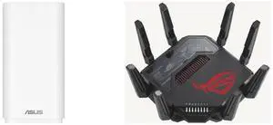 ASUS ZenWiFi BD5 Outdoor Dual-band WiFi 7 Mesh, 5000 Mbps, 2500 sq. ft. (1pk), Dual 2.5G Ports, IP65, PoE Powered, Wall and Pole Mount, VPNs ASUS ROG Rapture GT-BE98 PRO First Quad-Band WiFi 7 Gaming Router supports 320MHz, Dual 10G Port, T